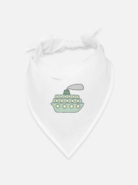 Grünes Schiff - Bandana Dreieckstuch - Weiß
