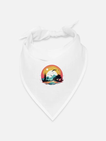 Sonnenuntergang - Bandana Dreieckstuch - Weiß
