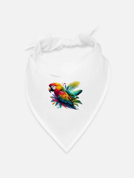 Papagei - Bandana Dreieckstuch - Weiß