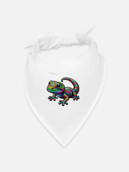 Gecko - Bandana Dreieckstuch - Weiß