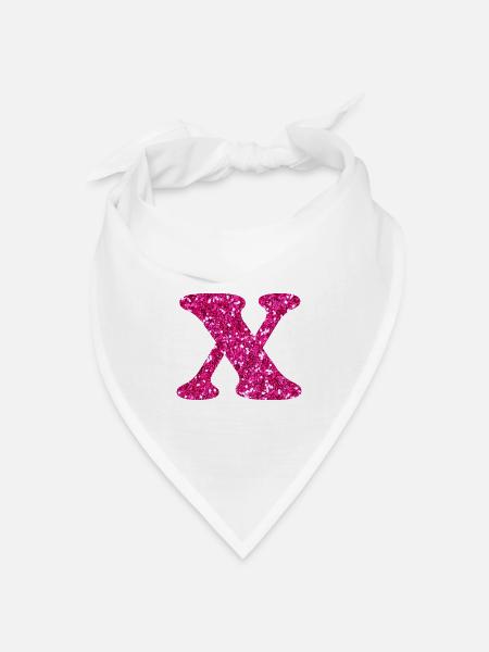 Glitzer Pink x Buchstabe x - Bandana Dreieckstuch - Weiß