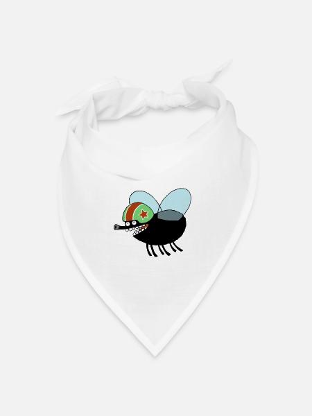 fliegende Fliege - Bandana Dreieckstuch - Weiß