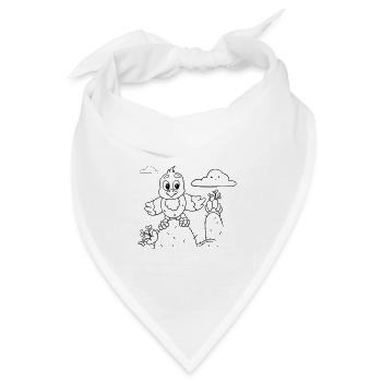 Design für Kreative: Ausmalbild Geier - Bandana Dreieckstuch - Weiß - Vorne