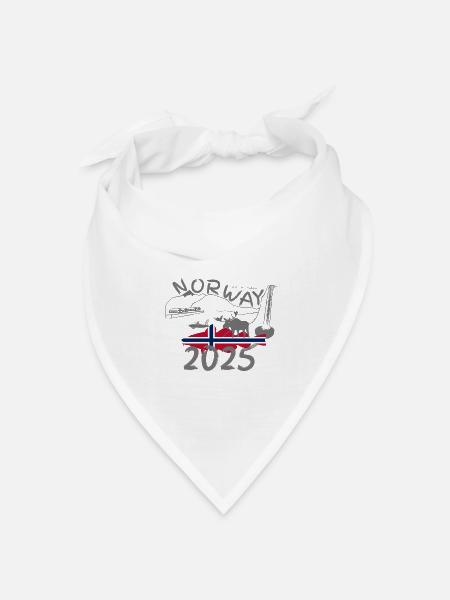 Norwegen 2025 Dorsch mit Bergen und Elch Angeln - Bandana Dreieckstuch - Weiß