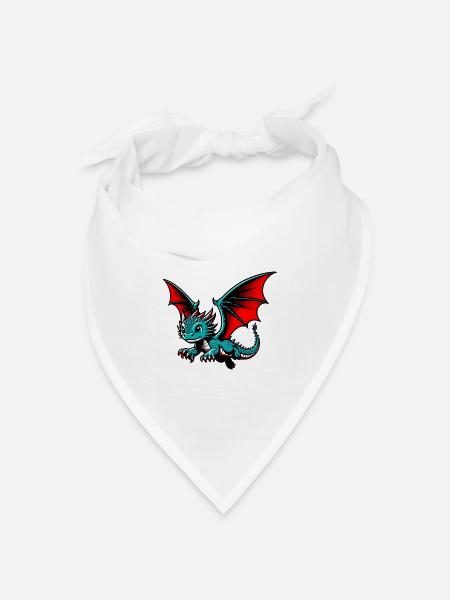 Drache - Bandana Dreieckstuch - Weiß