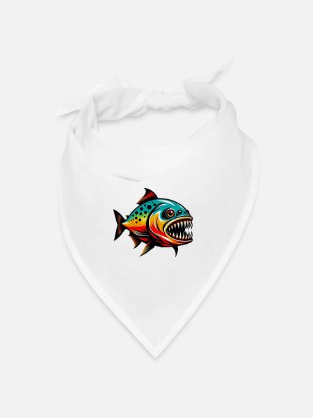 Piranha - Bandana Dreieckstuch - Weiß