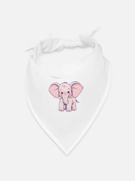 Verspielter rosa Elefant mit blauem Schwanz - Bandana Dreieckstuch - Weiß