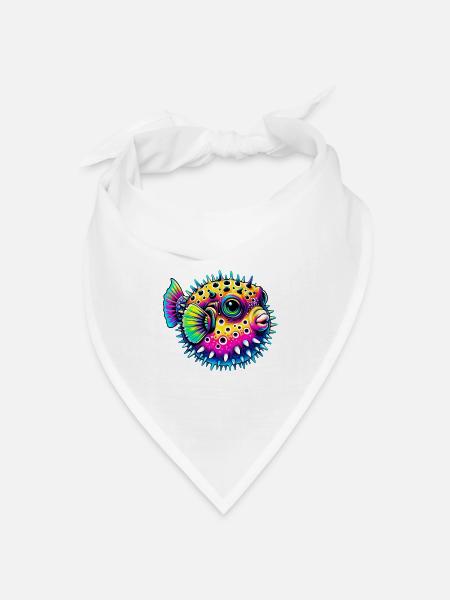 Kugelfisch - Bandana Dreieckstuch - Weiß