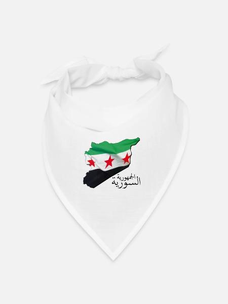 Syrien Flagge in der Syrien Landkarte SY - Bandana Dreieckstuch - Weiß