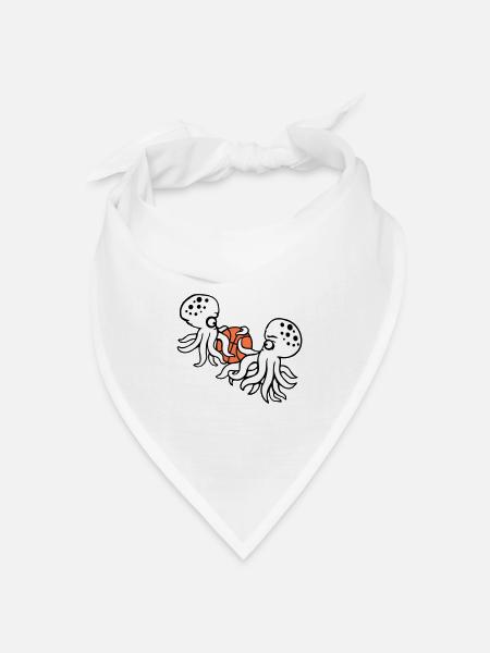 2 Oktopus Basketball spielen Ball Team Sport Hobby - Bandana Dreieckstuch - Weiß