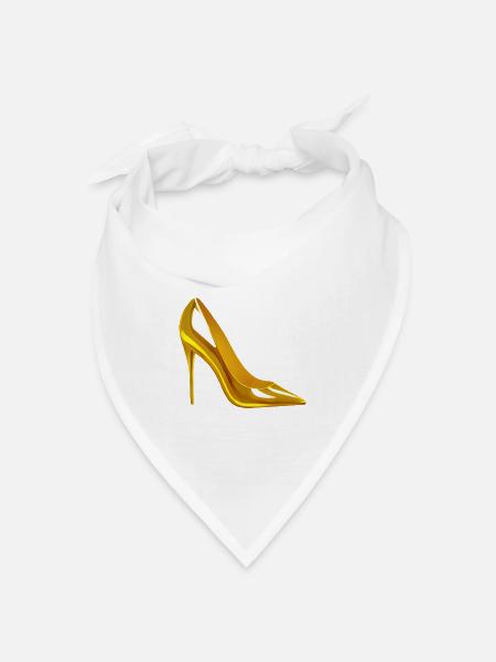 Goldener High Heel Schuh Design AI-Art - Bandana Dreieckstuch - Weiß