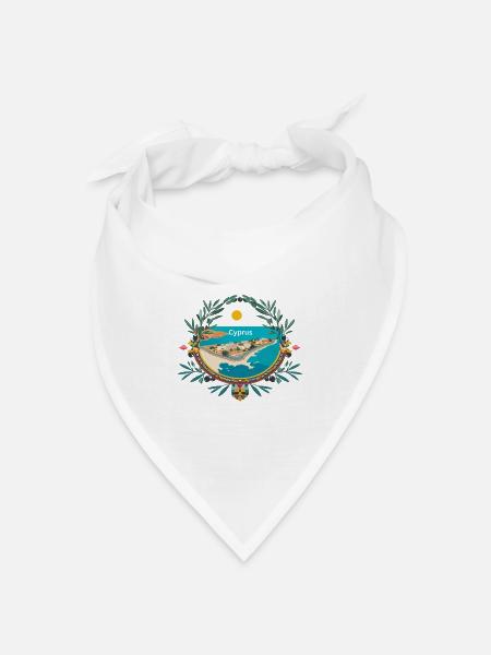 Cyprus Motives - Bandana Dreieckstuch - Weiß