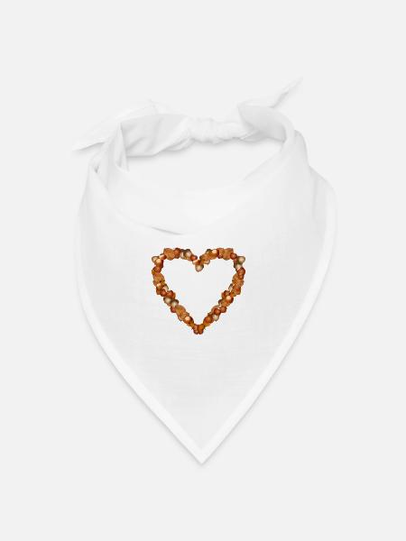 Herz aus Nüssen – Natürliches Herbstmotiv - Bandana Dreieckstuch - Weiß