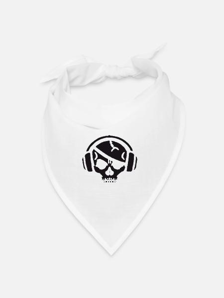 Schädel mit Kopfhörer - Bandana Dreieckstuch - Weiß