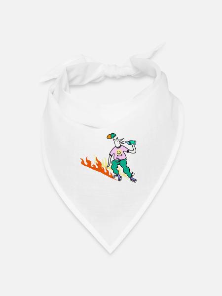 Roller_Skater_on_fire - Bandana Dreieckstuch - Weiß