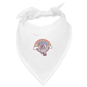 Süße Taube, die im Regenbogenleben fliegt, ist Coo Pun - Bandana Dreieckstuch - Weiß - Vorne