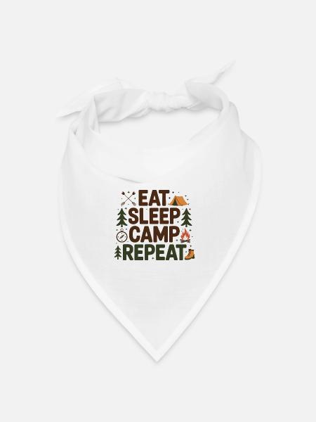 Essen, schlafen, campen, wiederholen - Bandana Dreieckstuch - Weiß