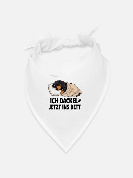 Ich Dackel Jetzt Ins Bett Schlafender Dackel - Bandana Dreieckstuch - Weiß