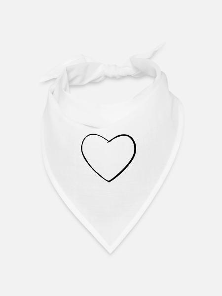 Herz - Bandana Dreieckstuch - Weiß