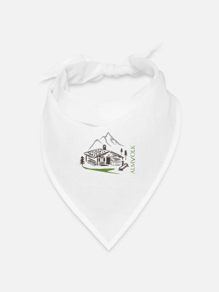 ALMVOLK Almhütte - Bandana Dreieckstuch - Weiß