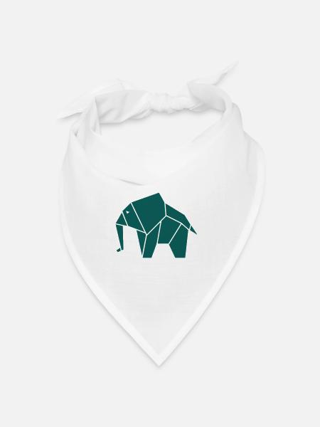 Elefant Origami - Bandana Dreieckstuch - Weiß