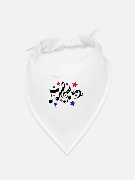 Noten und Sterne 3c - Bandana Dreieckstuch - Weiß
