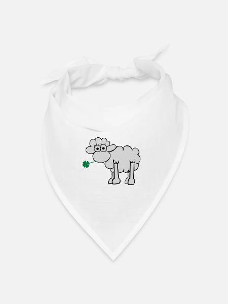 Schaf mit Kleeblatt - Bandana Dreieckstuch - Weiß