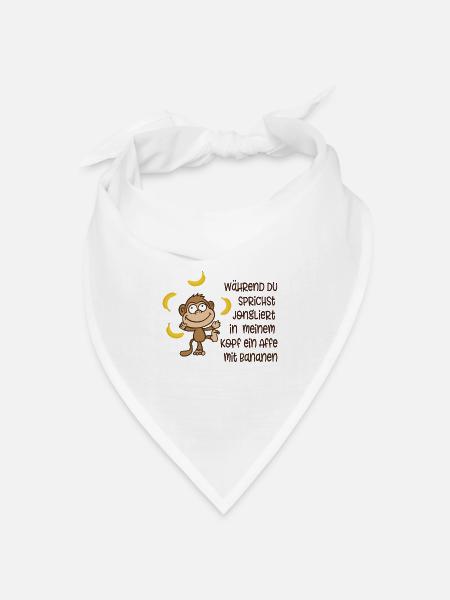 Affe mit Bananen - Bandana Dreieckstuch - Weiß