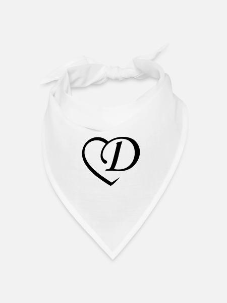 Liebe Buchstabe D - Bandana Dreieckstuch - Weiß