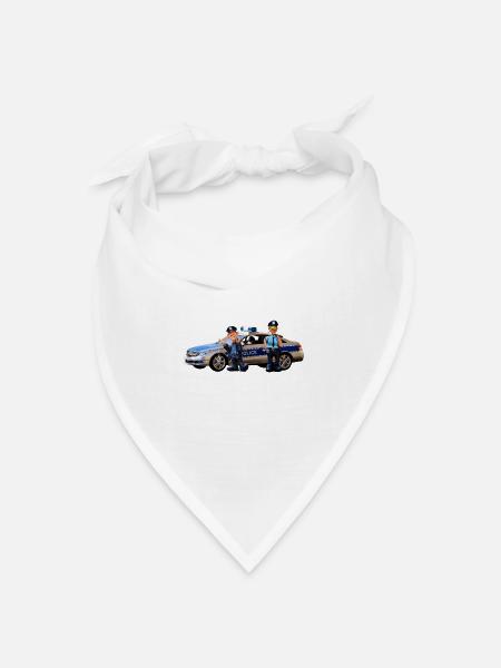 Polizeiauto - Bandana Dreieckstuch - Weiß