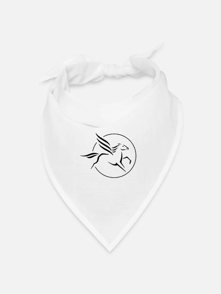 Pegasus im Kreis - Bandana Dreieckstuch - Weiß