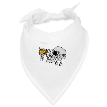 Bier trinkender Totenkopf - Bandana Dreieckstuch - Weiß - Vorne