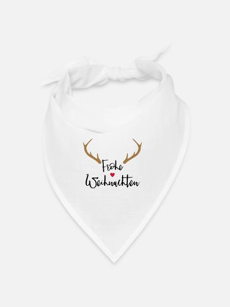 Frohe Weihnachten Geweih Herz nase Rentier Elch - Bandana Dreieckstuch - Weiß