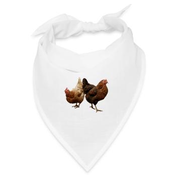 zwei glückliche Hühner - Bandana Dreieckstuch - Weiß - Vorne