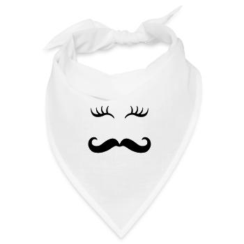 Moustache & Wimpern - Bandana Dreieckstuch - Weiß - Vorne