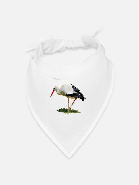 storch vogel - Bandana Dreieckstuch - Weiß
