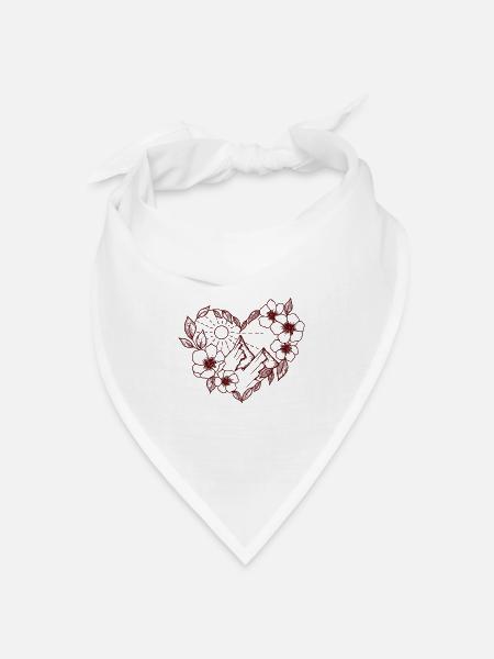 Berge im Blumenherz - Bandana Dreieckstuch - Weiß