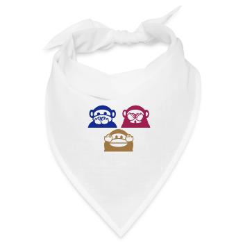 Drei Affen Dreieck (b) - Bandana Dreieckstuch - Weiß - Vorne