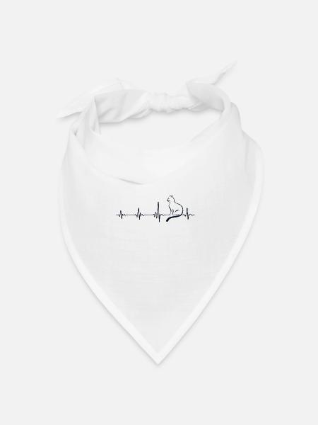 Heartbeat Cat Dark Blue - Bandana Dreieckstuch - Weiß