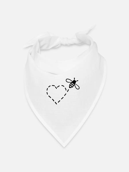 Biene mit Herz-Flugbahn - Bandana Dreieckstuch - Weiß