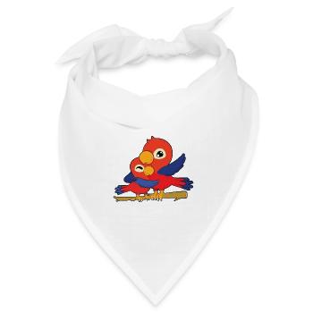 Papagei Familie Umarmen - Bandana Dreieckstuch - Weiß - Vorne