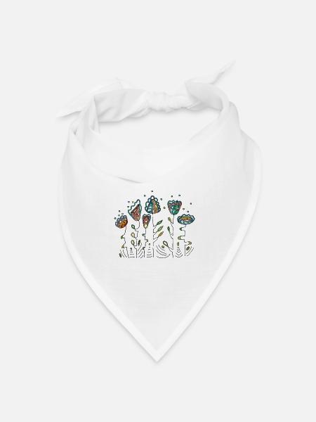 Blumen - Bandana Dreieckstuch - Weiß