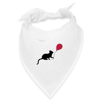 Roter Luftballon Kätzchen spielt - Bandana Dreieckstuch - Weiß - Vorne