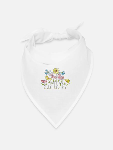 Blumen - Bandana Dreieckstuch - Weiß