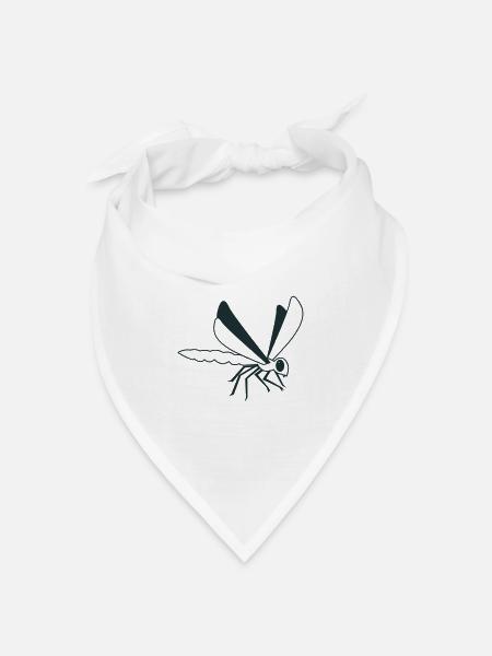 Libelle auf dem Flügel in Schwarz-Weiß - Bandana Dreieckstuch - Weiß