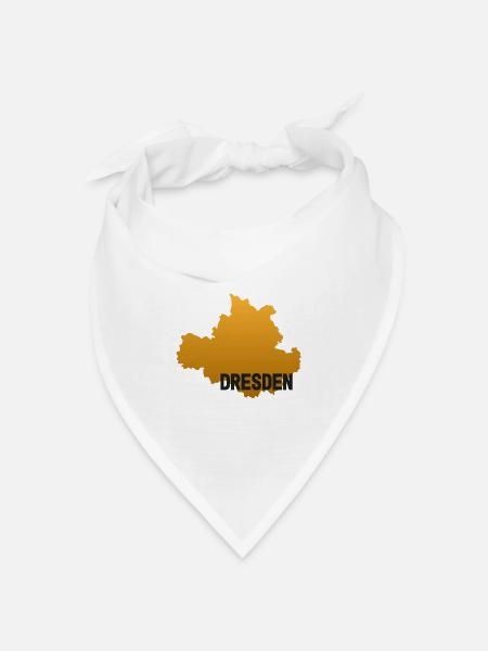 Dresden - Karte - Umriss - Sachsen - Bandana Dreieckstuch - Weiß