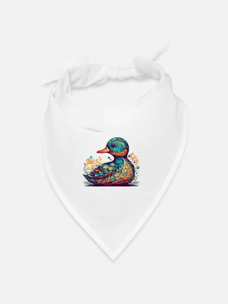 Eine prächtige Ente als schöner Wasservogel - Bandana Dreieckstuch - Weiß