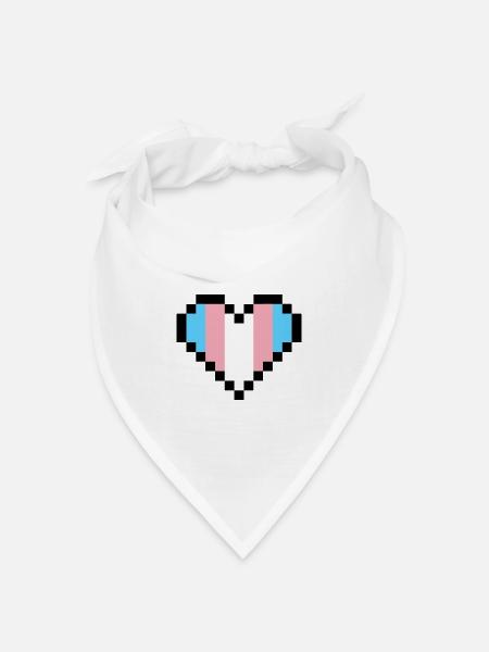 Transgender Pride Pixel Art Herz - Bandana Dreieckstuch - Weiß