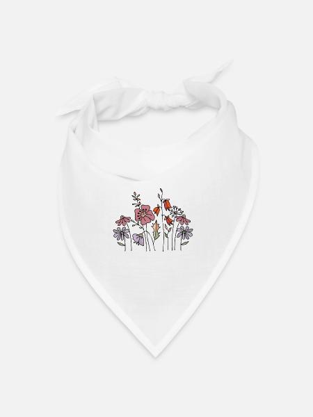 Blumen - Bandana Dreieckstuch - Weiß