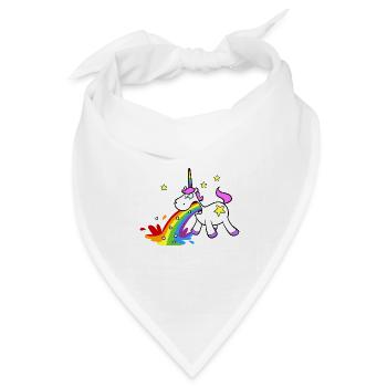 Cartoon Einhorn beim Kotzen von bunten Regenbogen - Bandana Dreieckstuch - Weiß - Vorne